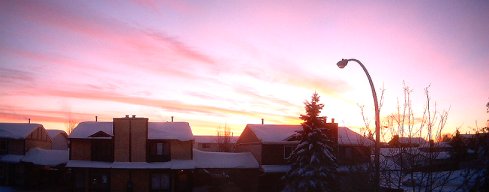Sunrise, Edmonton, facing southwest, 0800 hrs, Feb 3, 2004