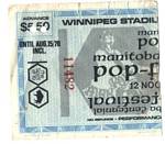 half a ticket for the Man-Pop Festival, Winnipeg, August 29, 1970